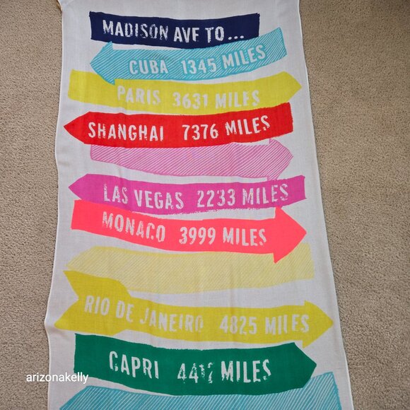 NWOT kate spade Travel Distance Sign Scarf Holiday Vacation - Picture 6 of 9